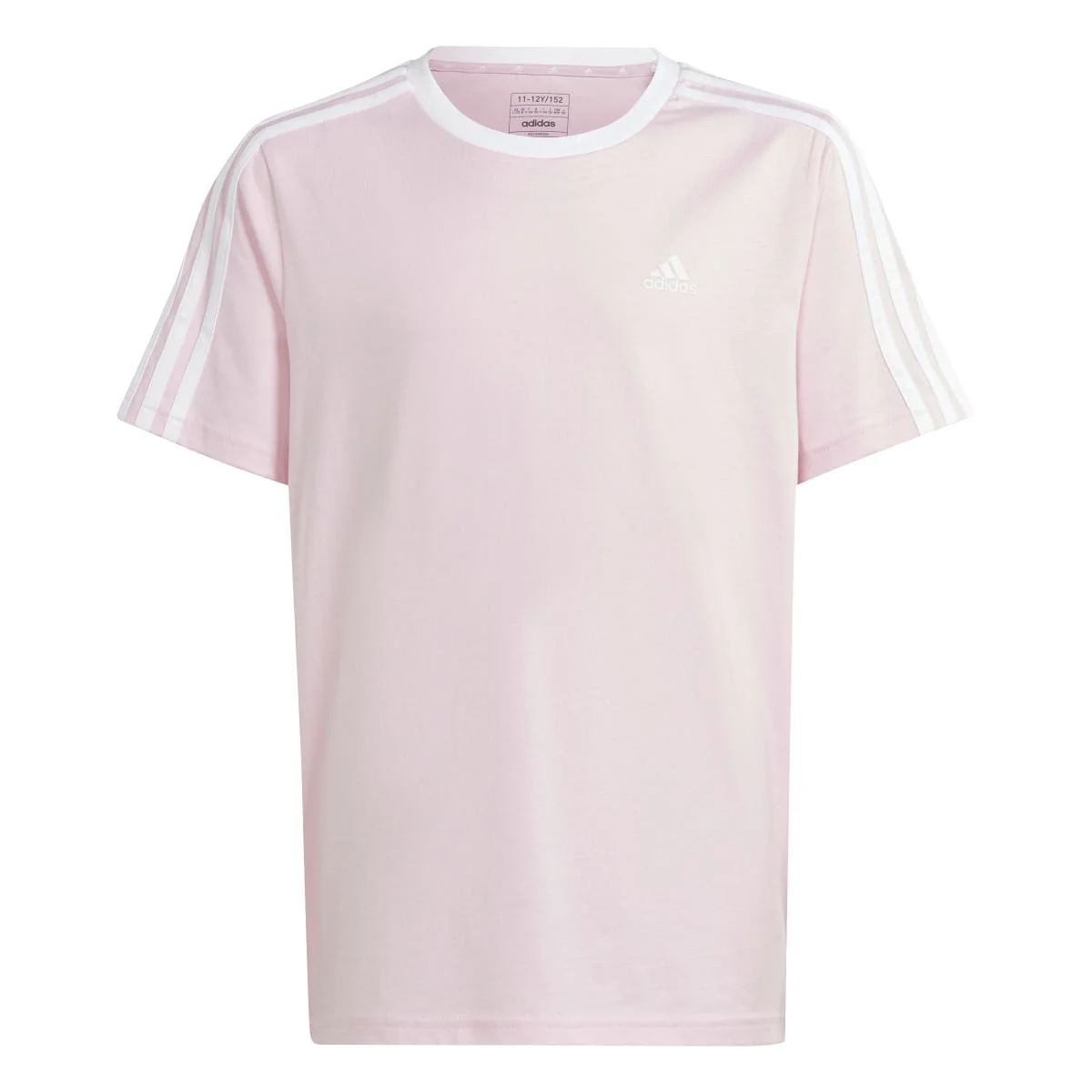 T-shirt rosa chiaro da bambina con strisce bianche adidas Essentials 3-Stripes Loose Fit Boyfriend