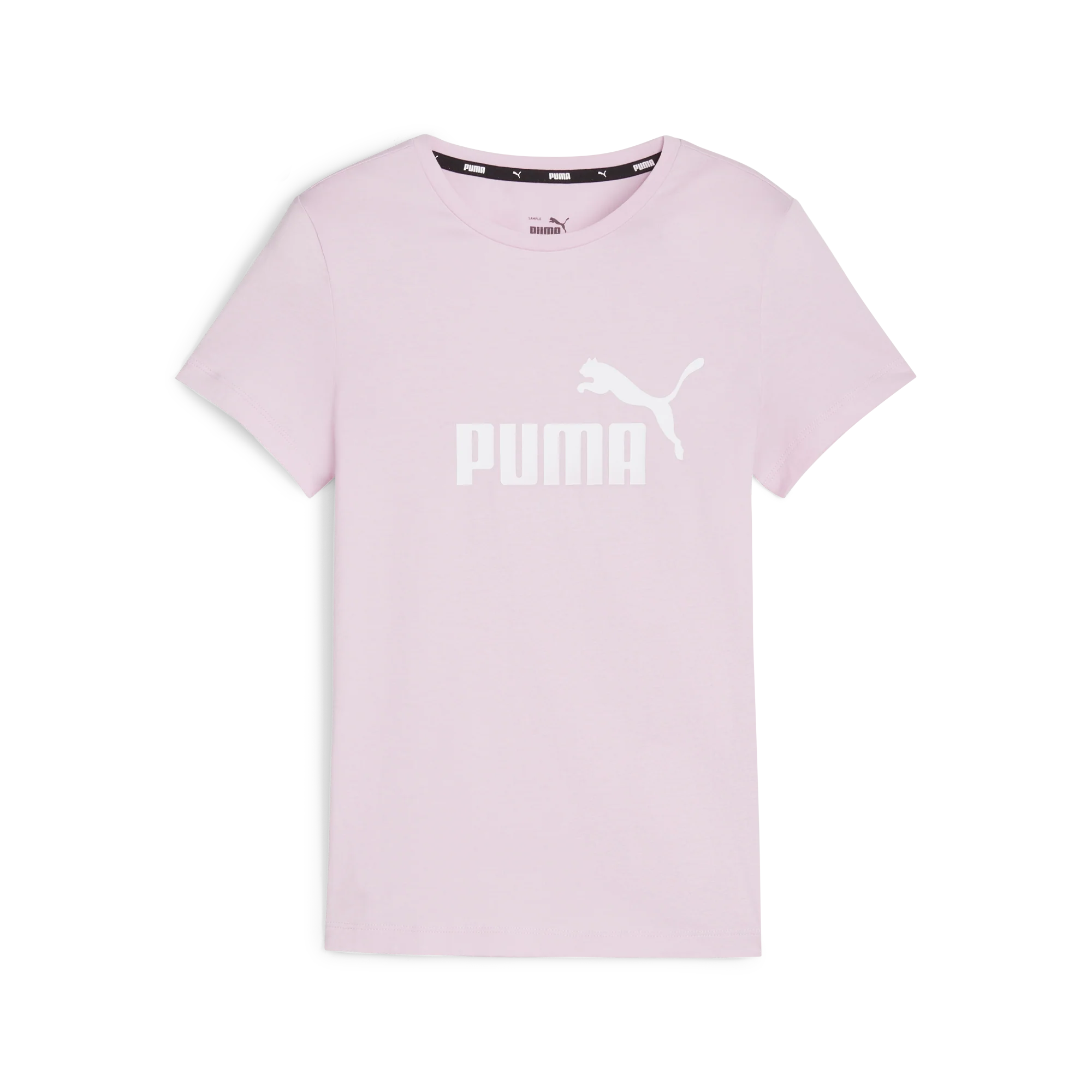 T-shirt rosa da bambina con logo bianco Puma Essentials Youth