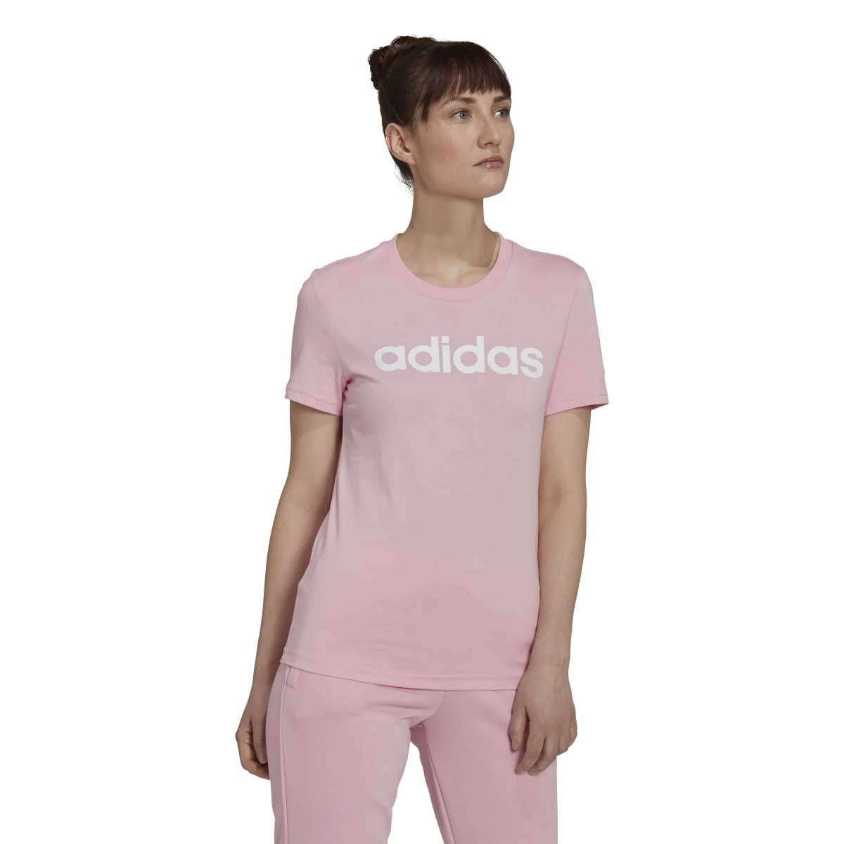 T-shirt rosa da donna adidas LOUNGEWEAR Essentials Slim Logo - Image 3