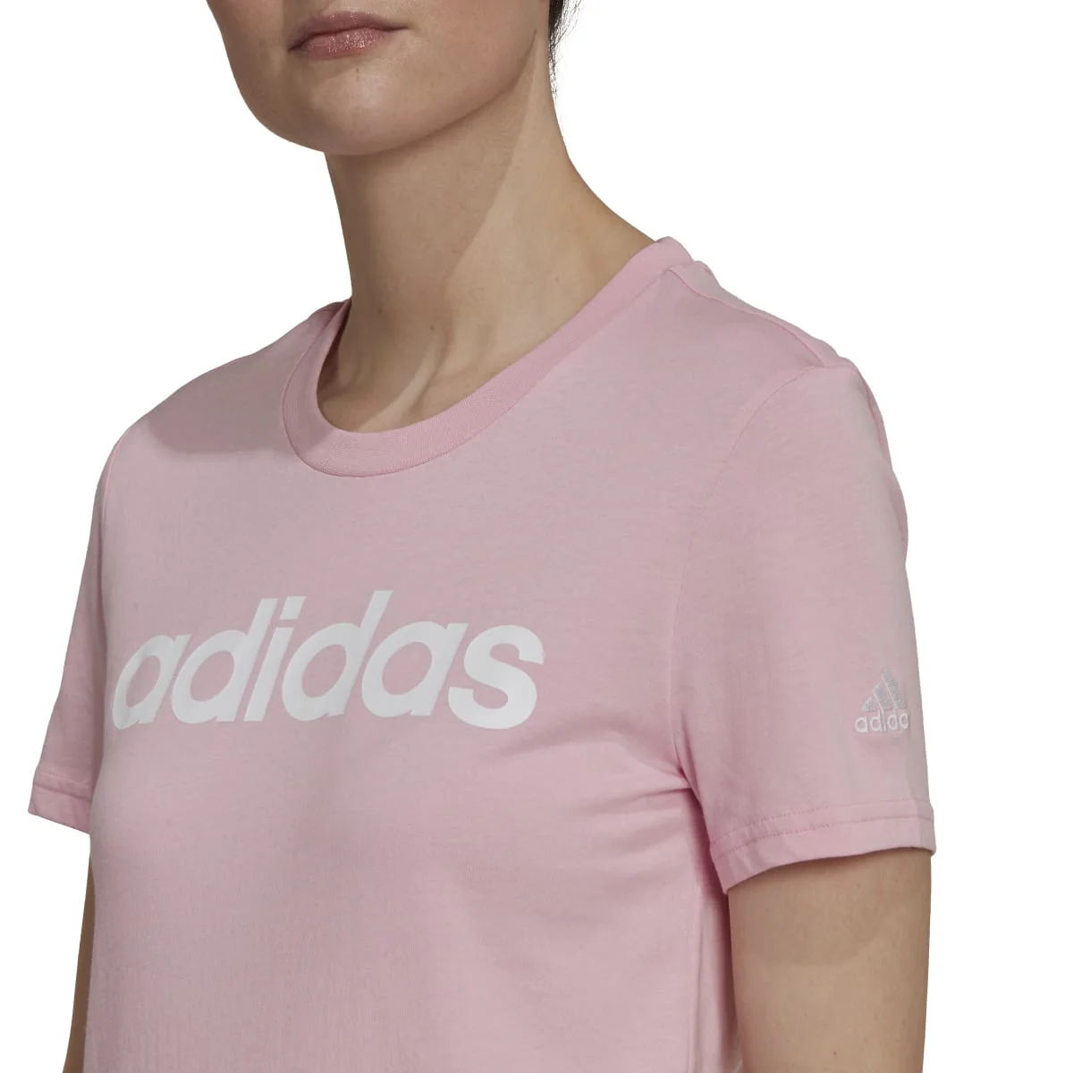 T-shirt rosa da donna adidas LOUNGEWEAR Essentials Slim Logo - Image 4