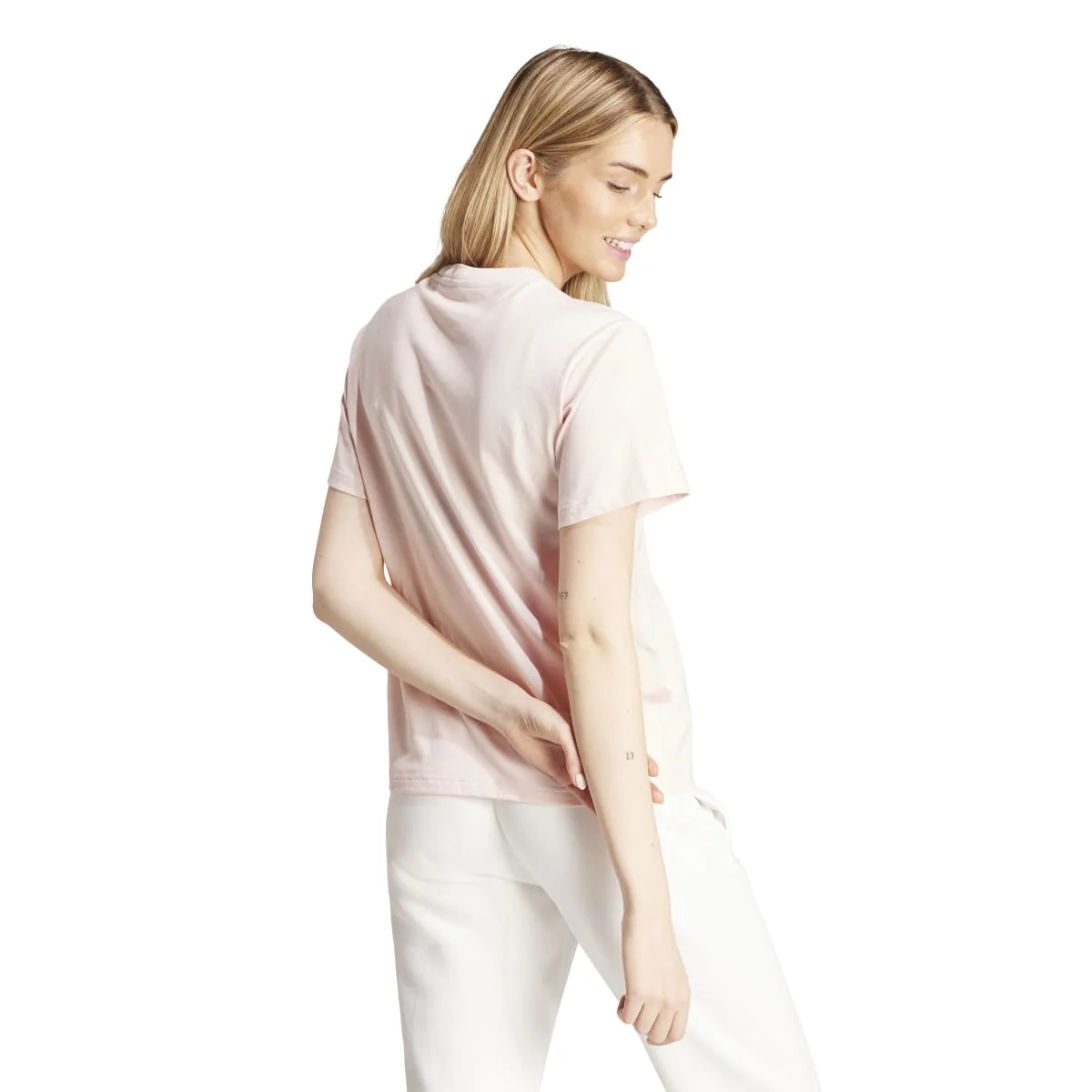 T-shirt rosa da donna con logo metallizzato adidas - Image 3