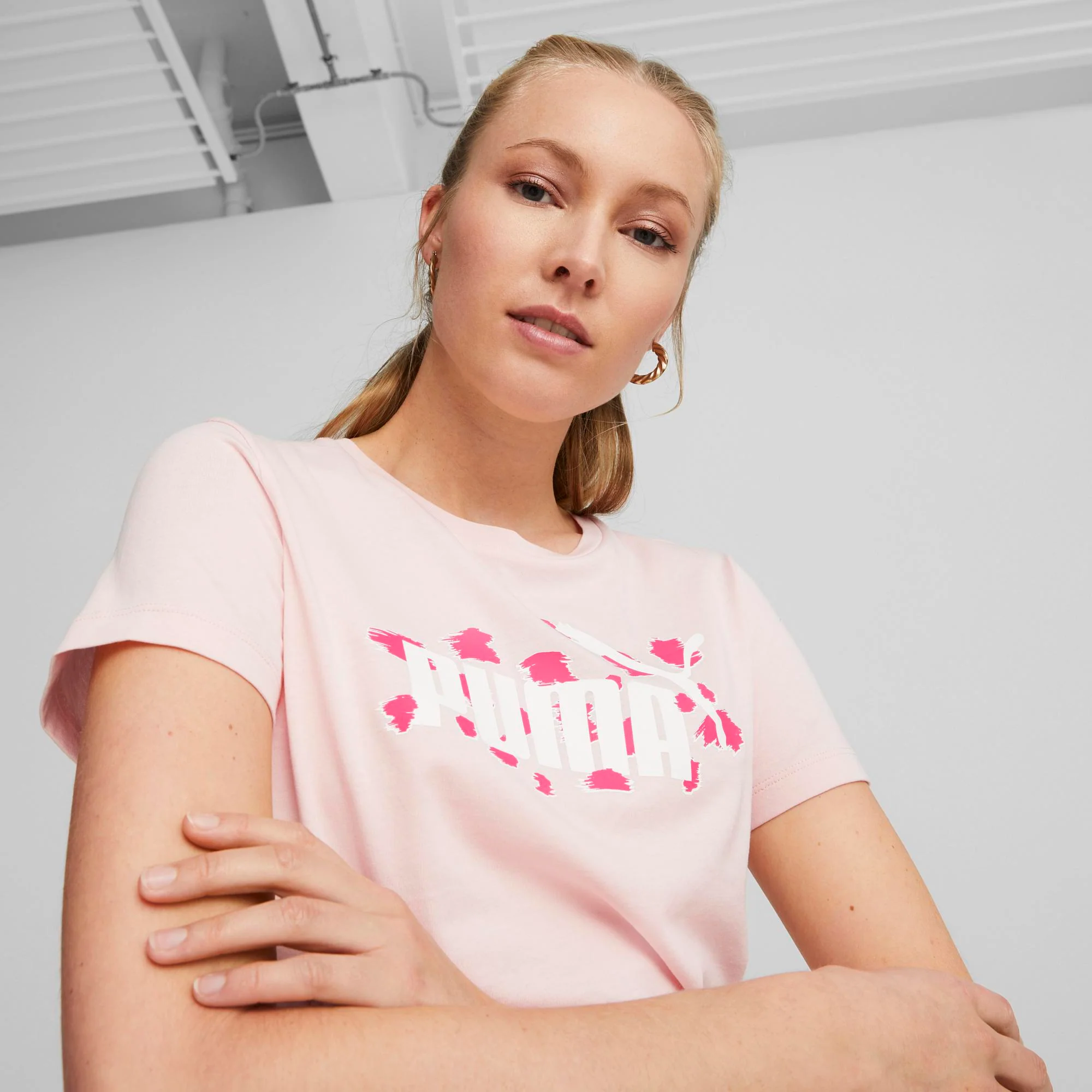 T-shirt rosa da donna Puma Essentials+ Animal