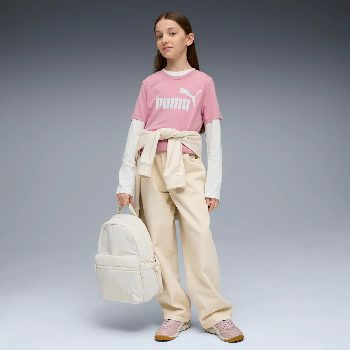 T-shirt rosa da Ragazza con logo ESS No. 1 Puma - Image 3