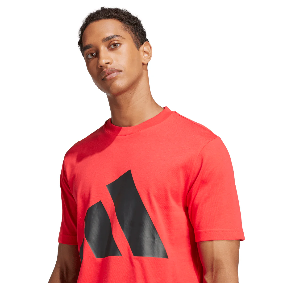 T-shirt rossa da Uomo con logo frontale in contrasto adidas