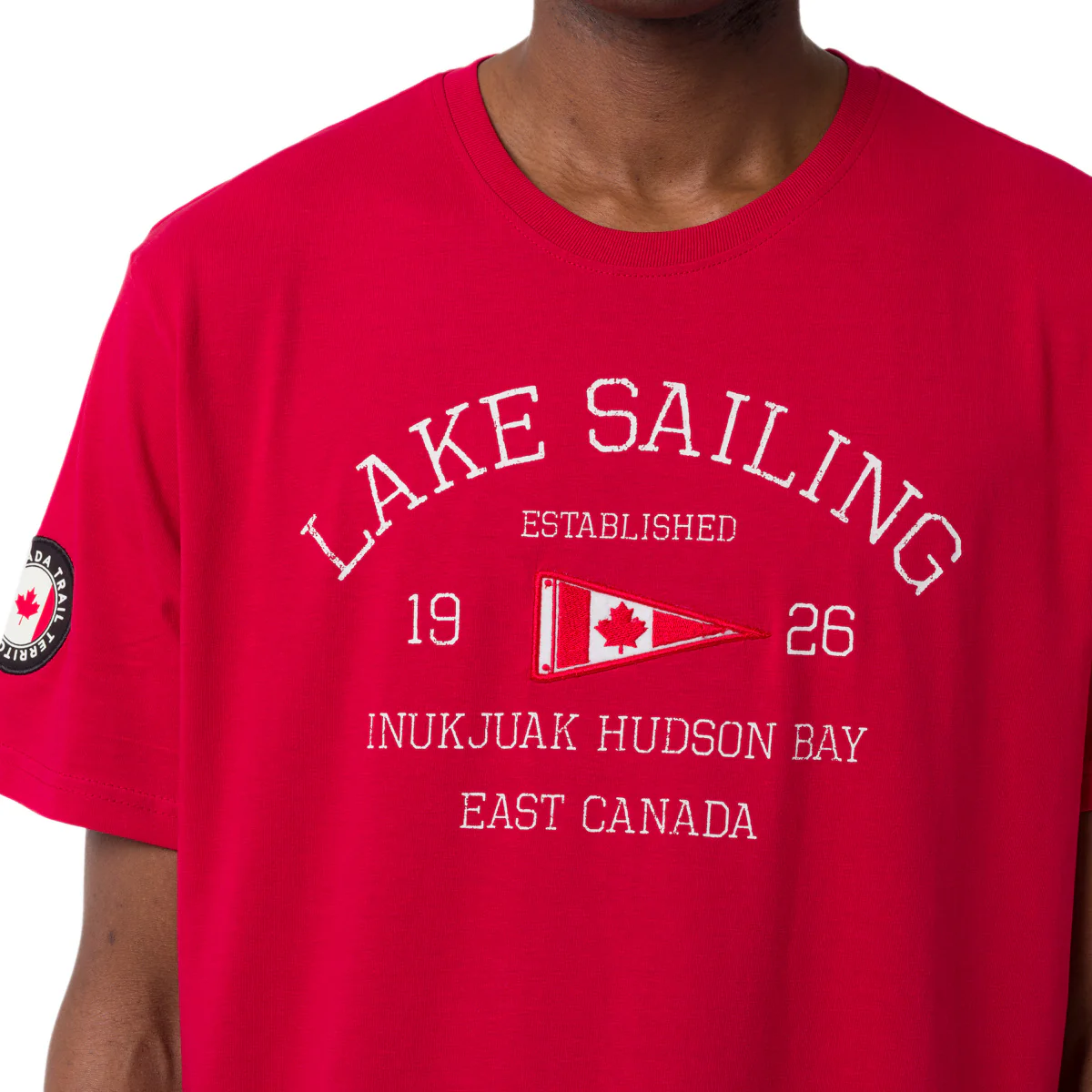 T-Shirt rossa da Uomo con stampa frontale in contrasto Canada Trail - Image 3