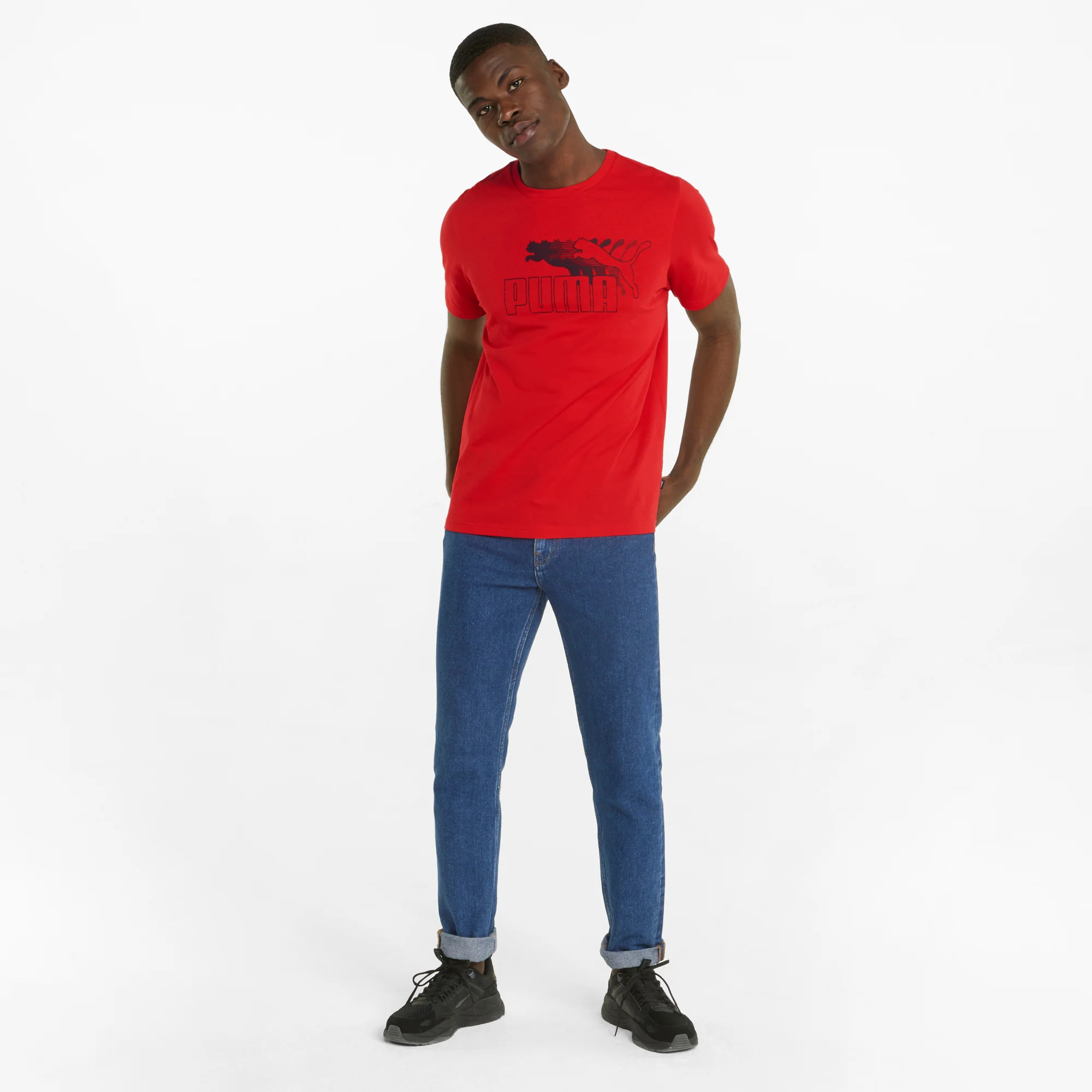 T-shirt rossa da uomo Puma No. 1 Logo Graphic - Image 3