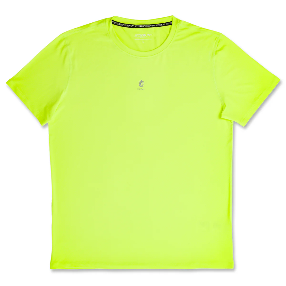 T-shirt sportiva da uomo giallo fluo con logo GymRun