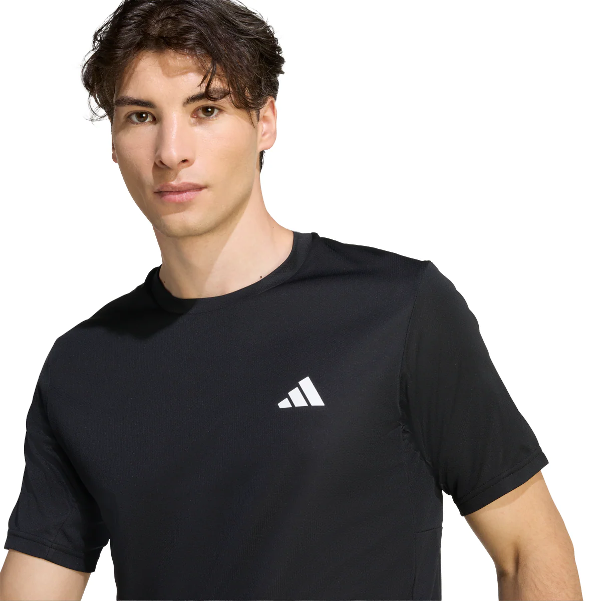 T-shirt sportiva da uomo nera adidas ClimaCool con logo bianco - Image 3