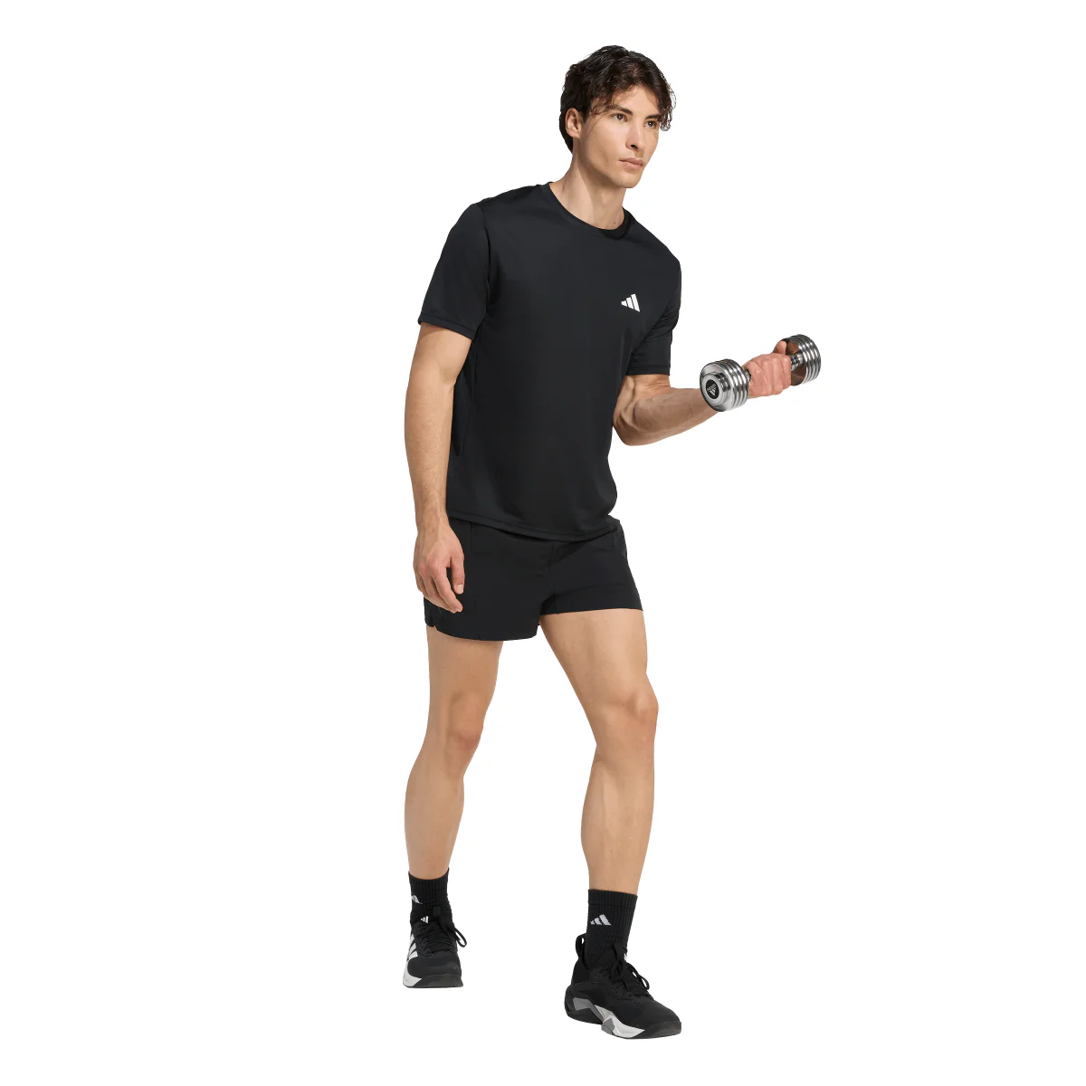 T-shirt sportiva da uomo nera adidas ClimaCool con logo bianco - Image 4