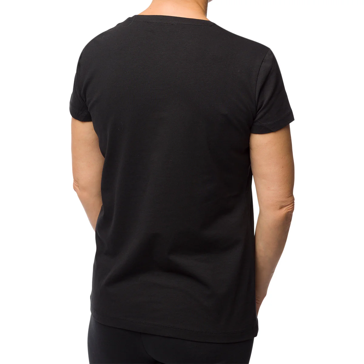 T-shirt stretch nera da donna con logo metallizzato Freddy - Image 2
