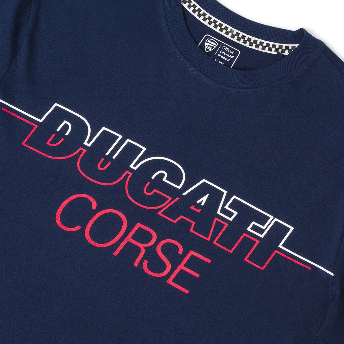 T-shirt Uomo blu con maxi logo frontale Ducati Corse - Image 2