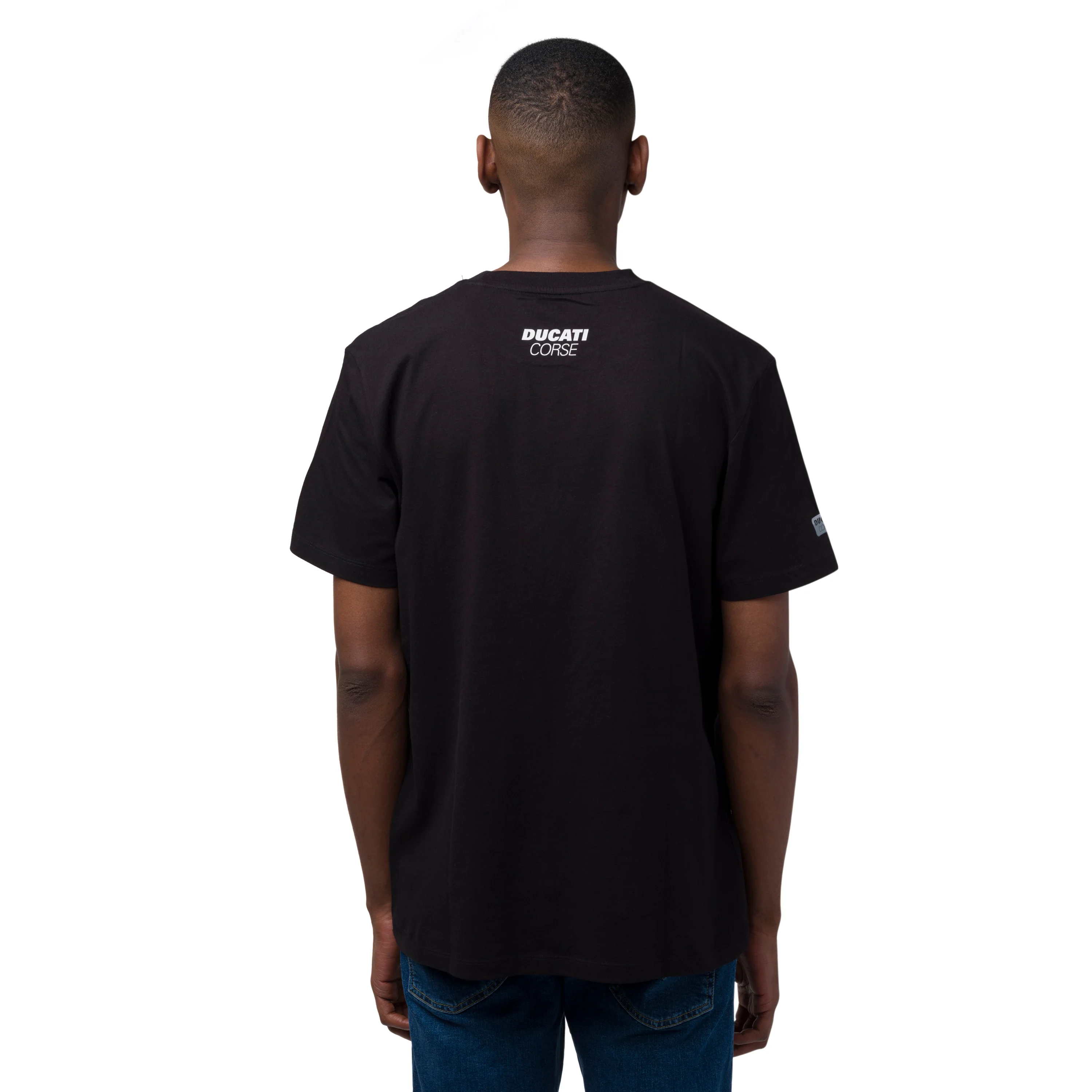 T-shirt Uomo in cotone nera con stampa rossa e logo Ducati Corse - Image 3