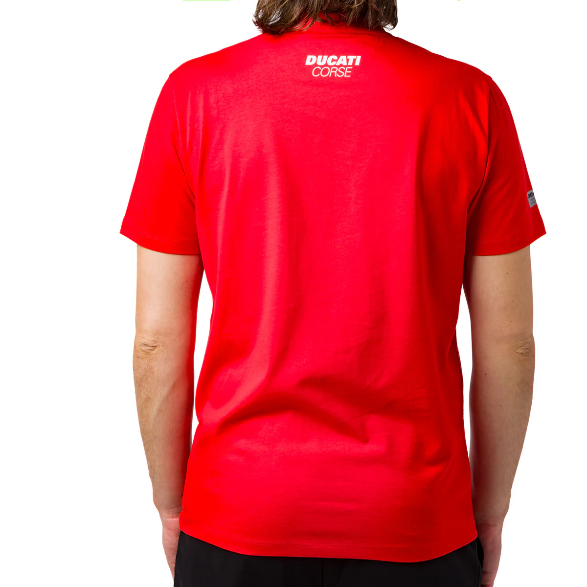 T-shirt uomo rossa Ducati Corse con stampa di una moto - Image 2