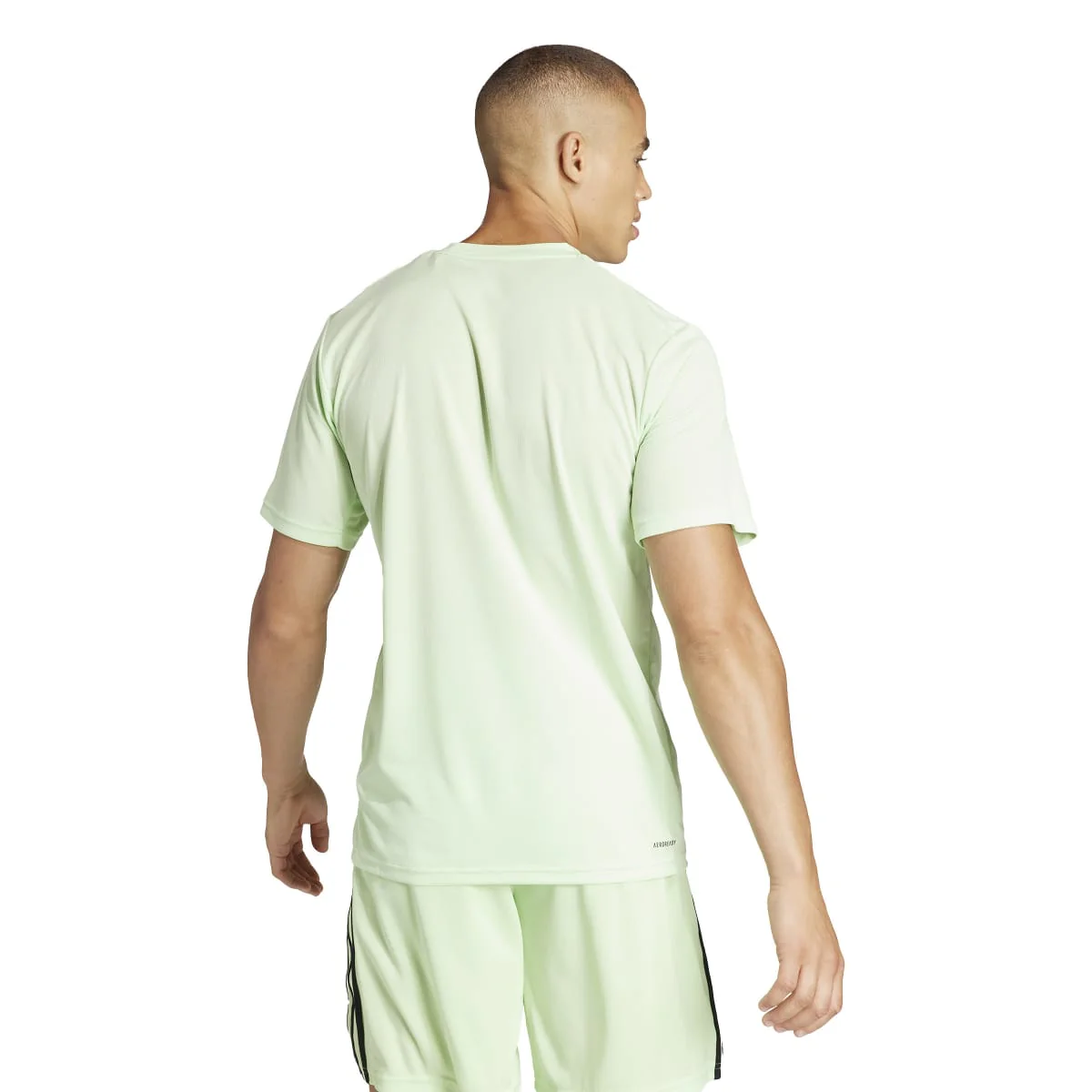 T-shirt verde chiaro da uomo con logo nero adidas Essentials Training - Image 2
