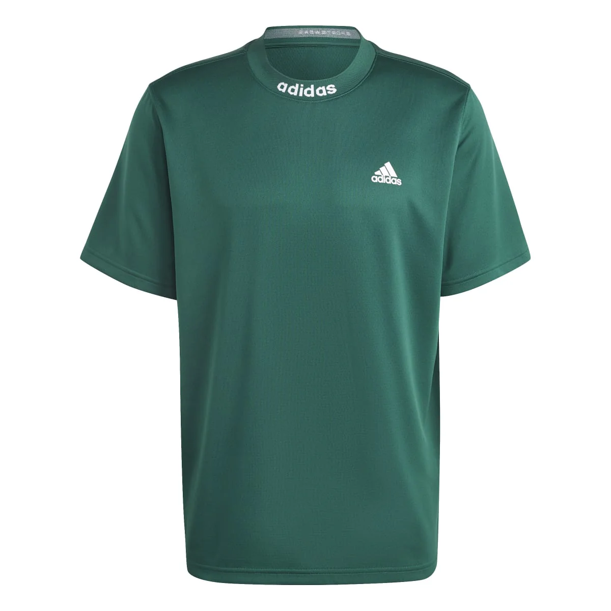T-shirt verde da uomo con logo bianco sul colletto e sul petto adidas Mesh-Back - Image 2