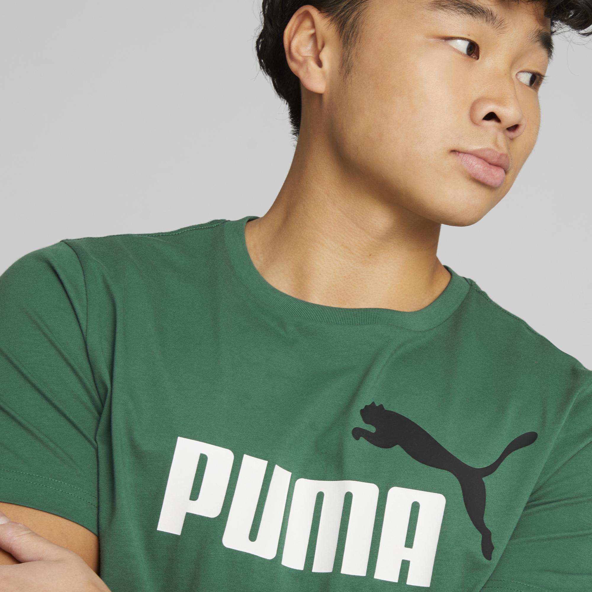 T-shirt verde da uomo con logo bicolore Puma Essentials - Image 3