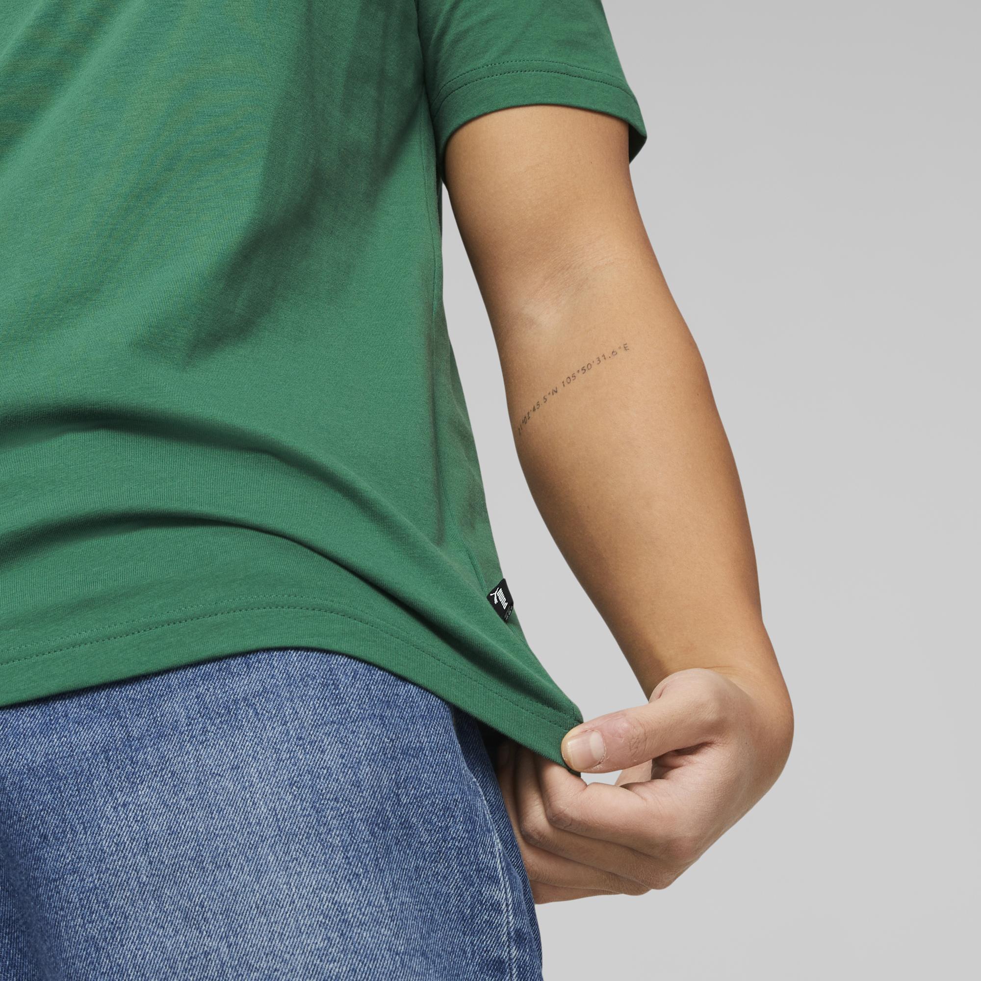 T-shirt verde da uomo con logo bicolore Puma Essentials - Image 4