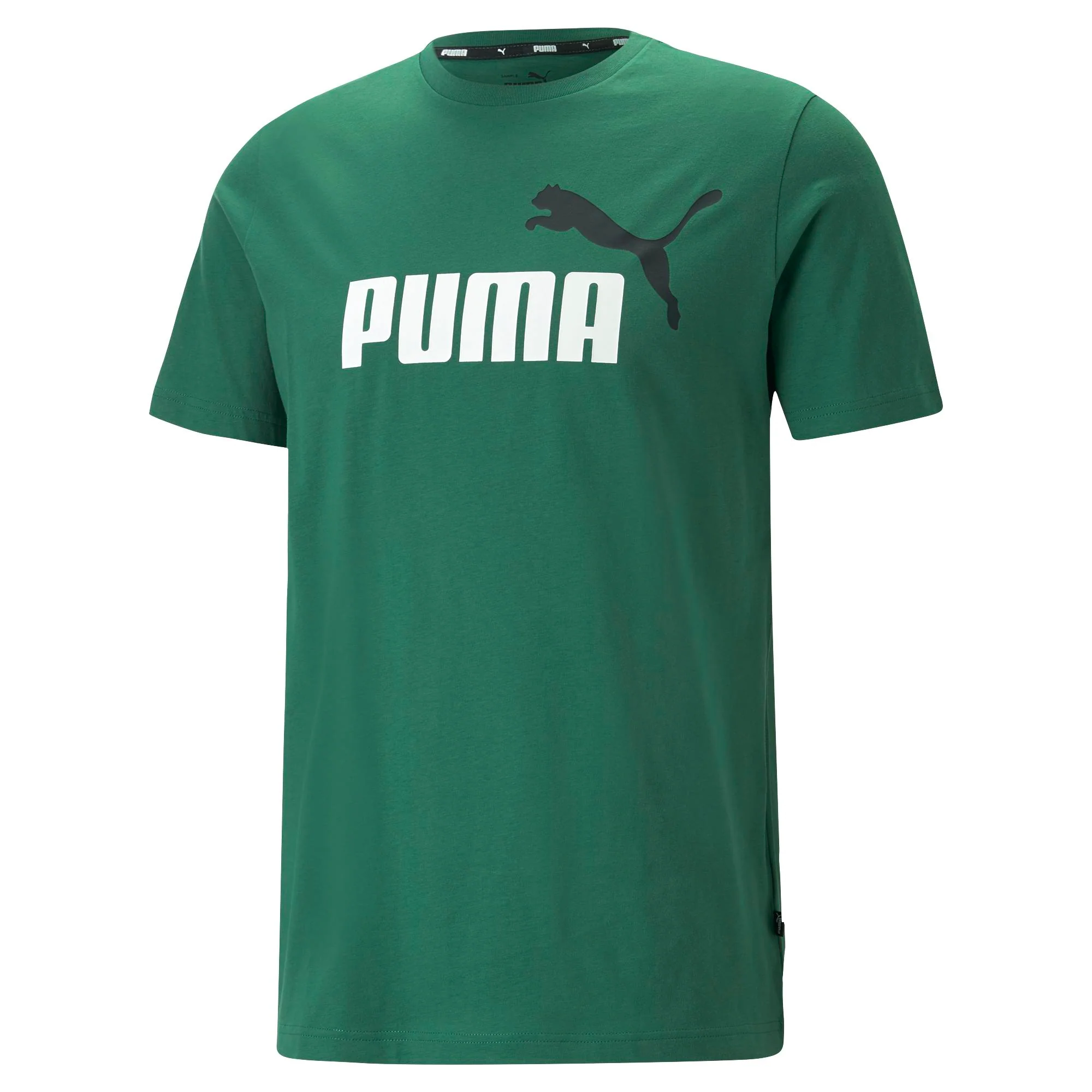 T-shirt verde da uomo con logo bicolore Puma Essentials - Image 6