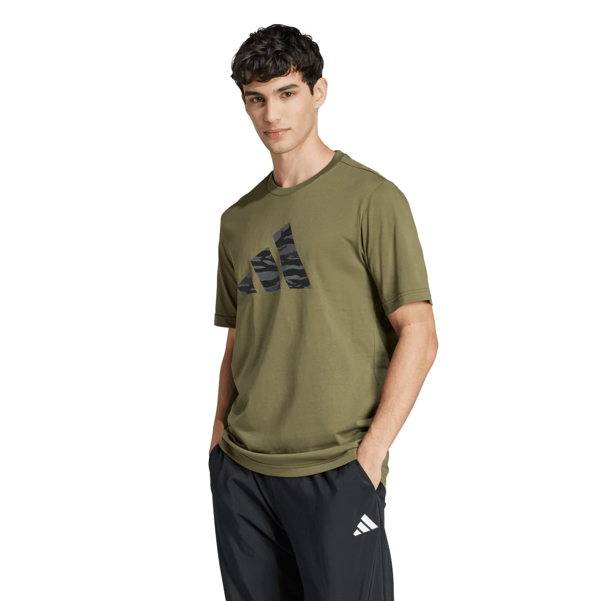 T-shirt verde da Uomo con logo frontale stampato adidas