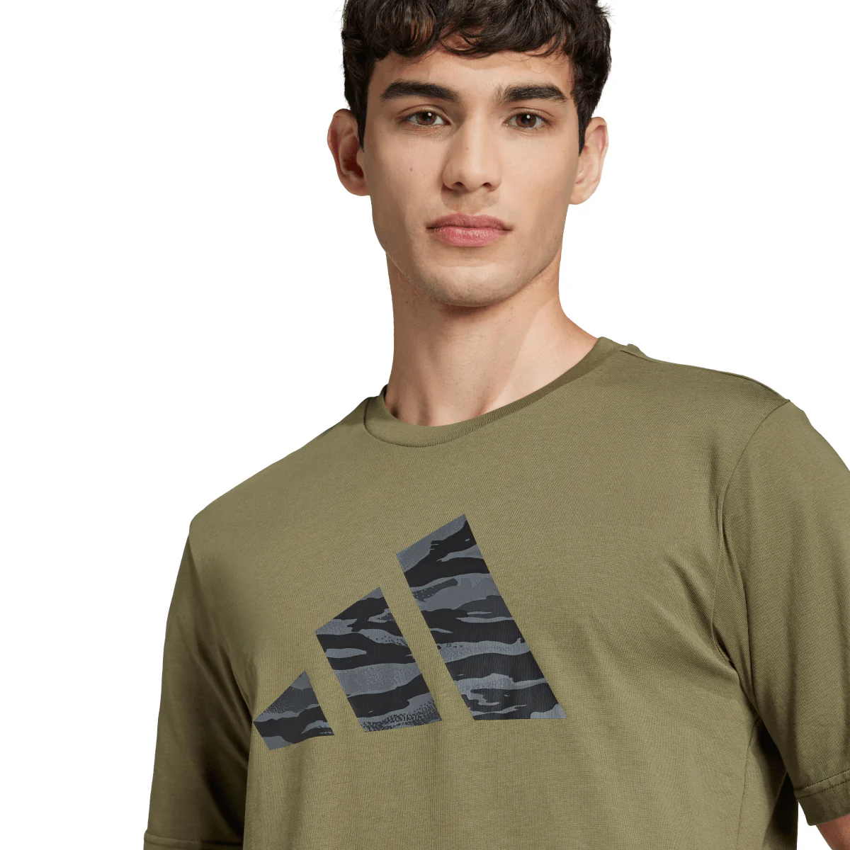 T-shirt verde da Uomo con logo frontale stampato adidas - Image 4