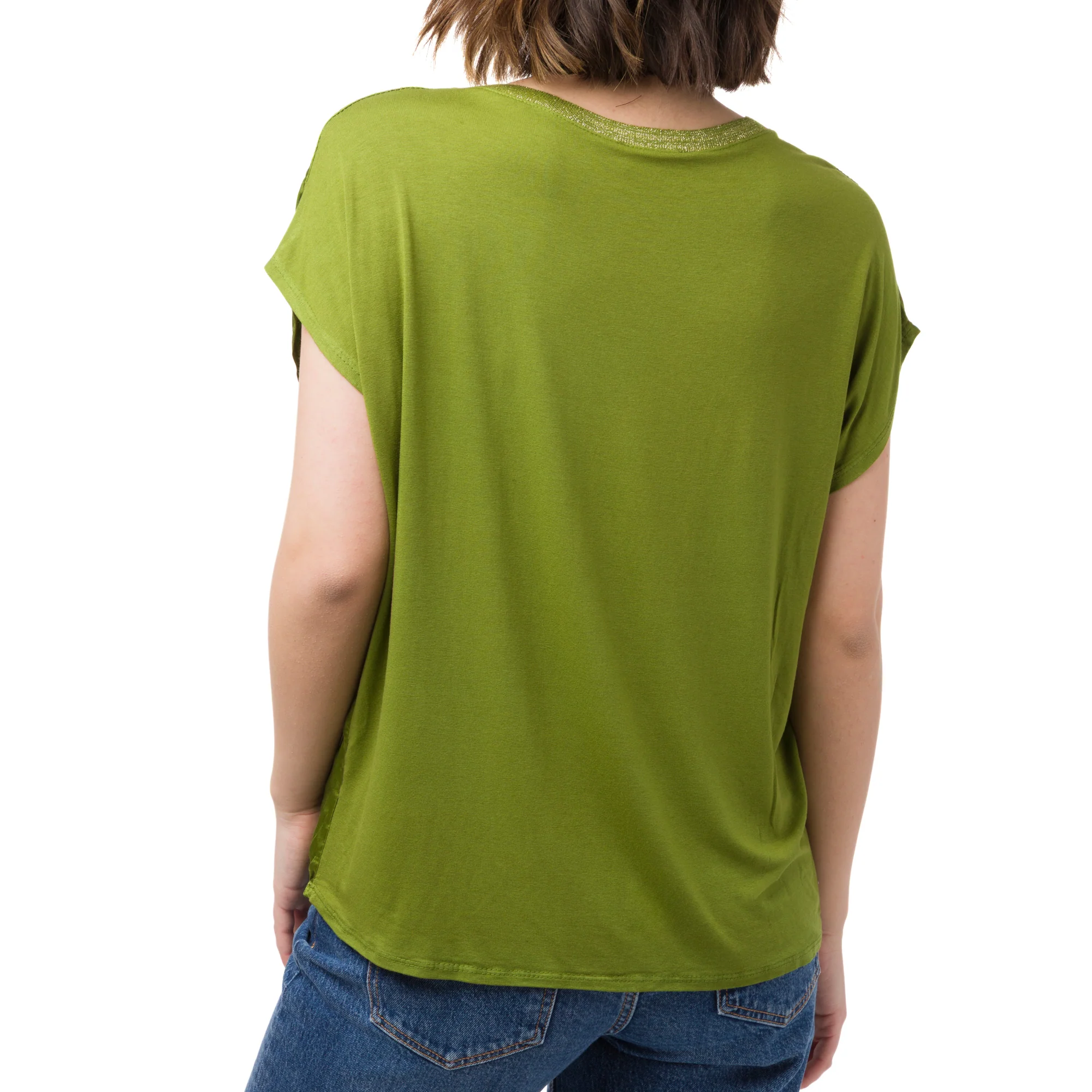 T-shirt verde elegante da Donna con dettaglio glitter - Image 2
