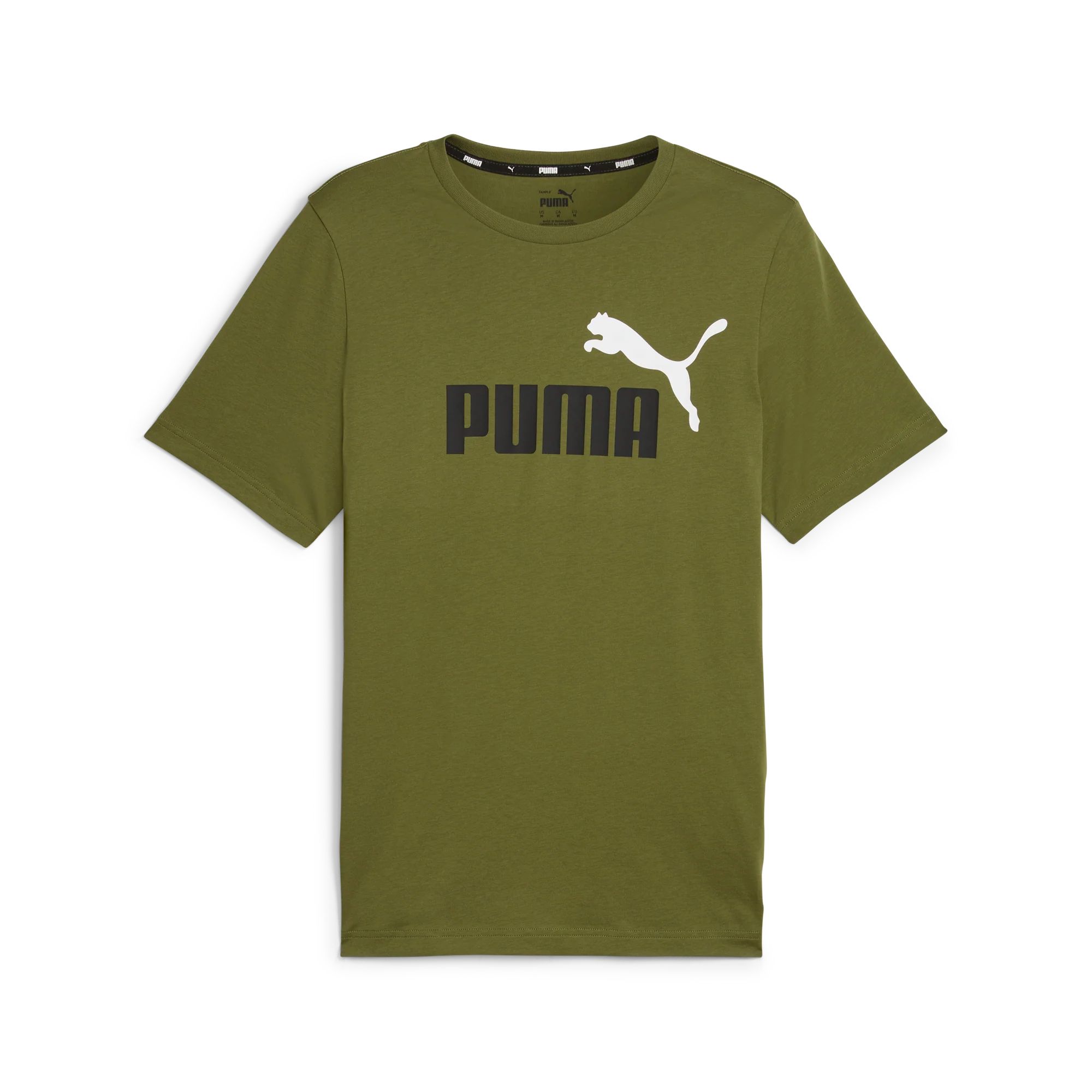 T-shirt verde militare da uomo con logo sul petto Puma Essentials +