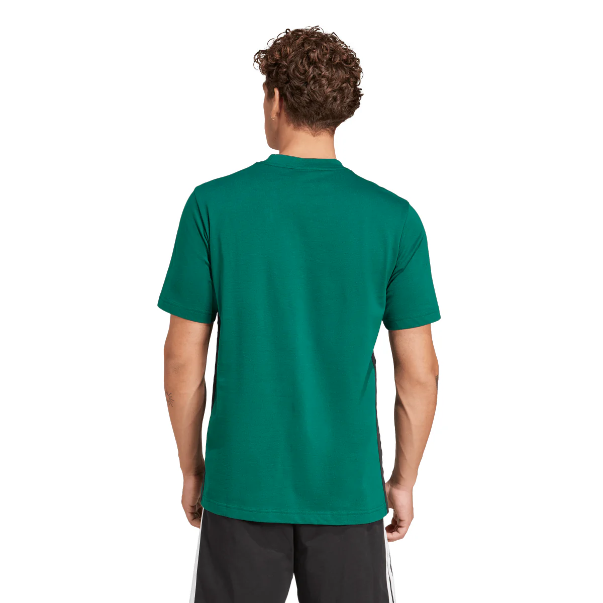 T-shirt verde scuro da Uomo con logo e strisce laterali adidas - Image 2
