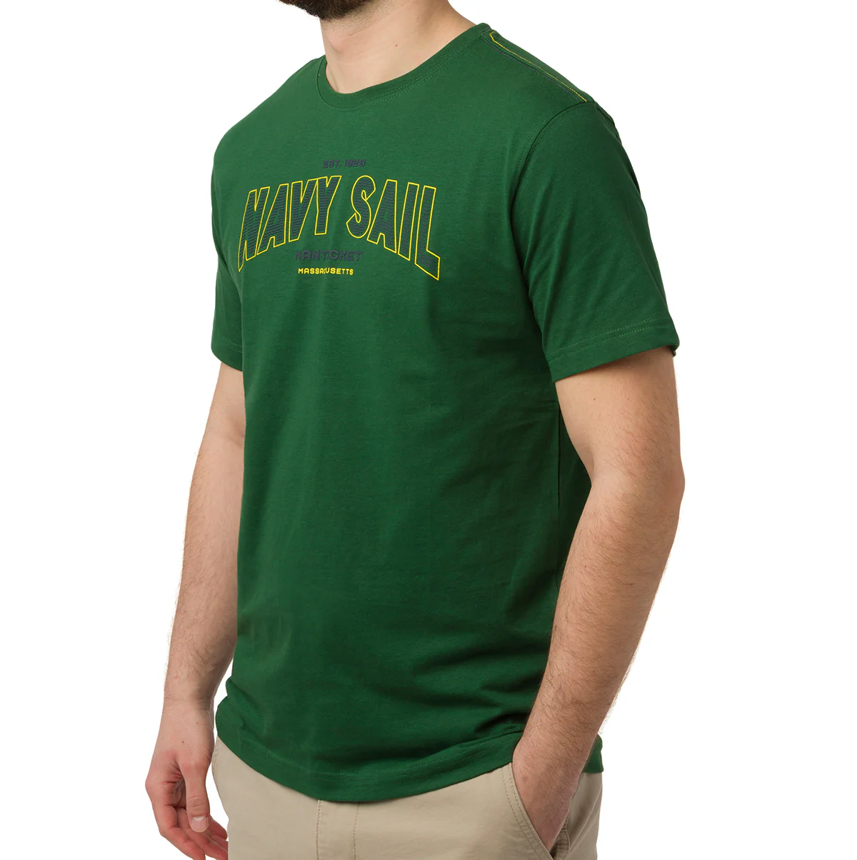 T-shirt Verde scuro da Uomo in cotone con logo Navy Sail