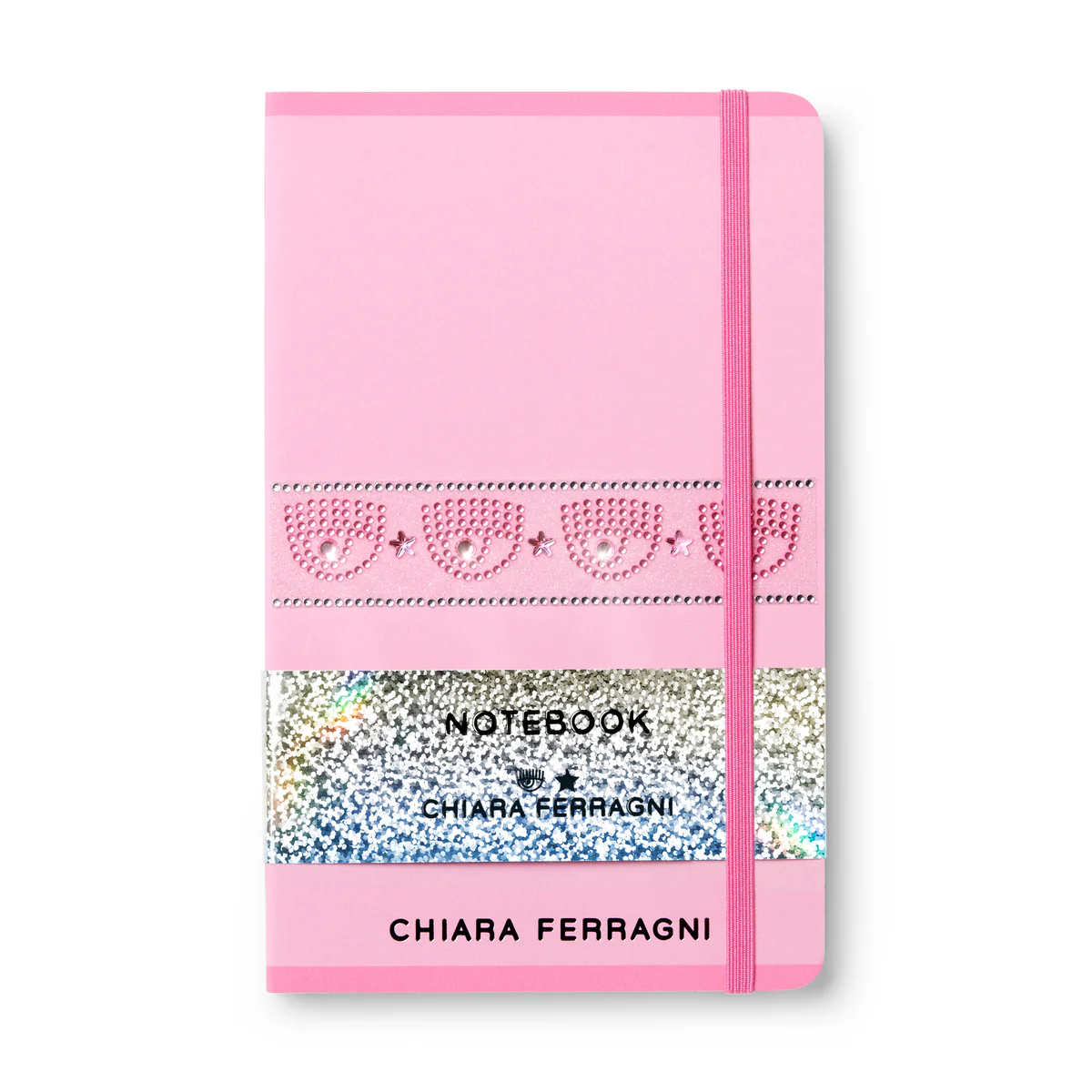 Taccuino rosa con strass e logo Chiara Ferragni