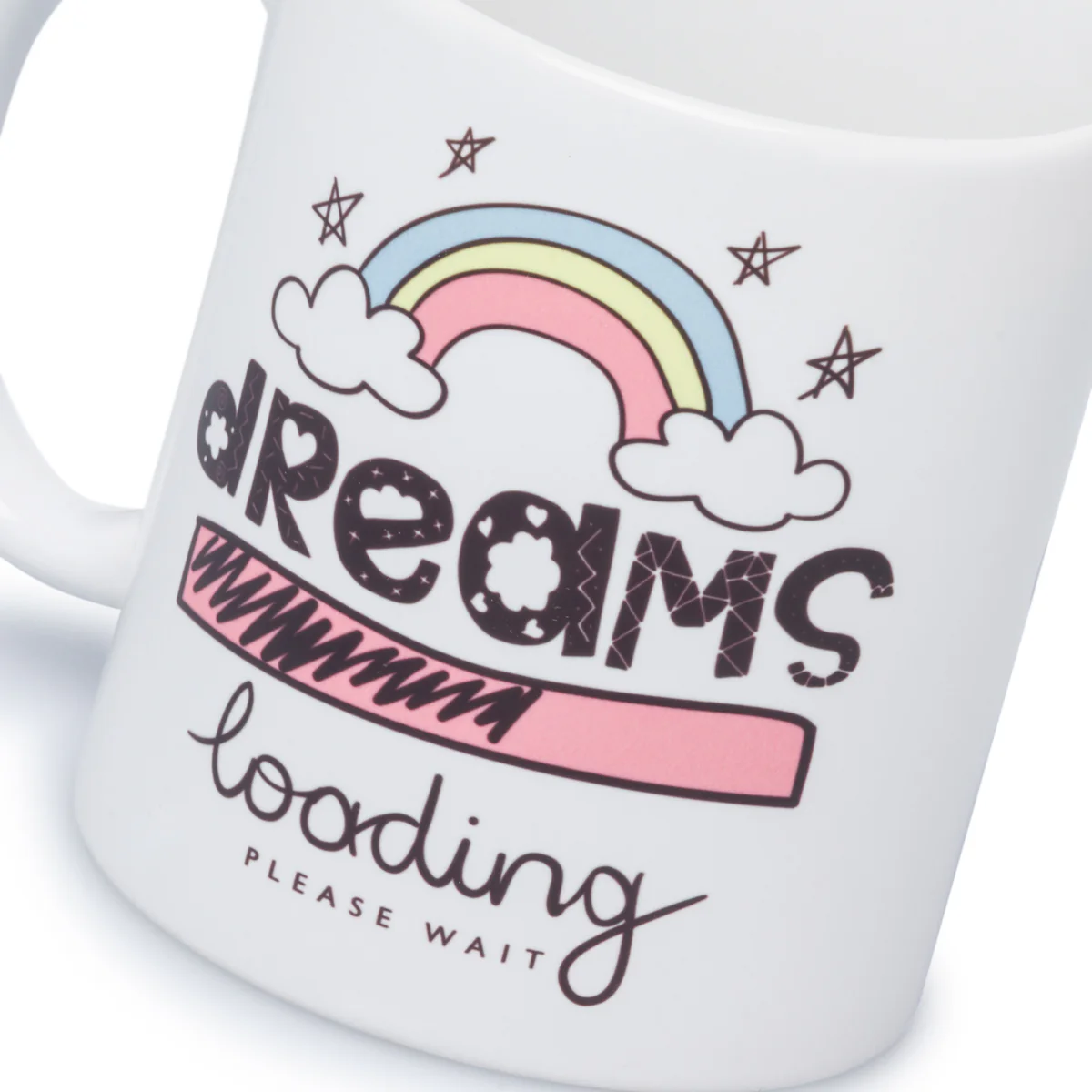 Tazza in ceramica bianca con stampa "Dreams Loading" - Image 2