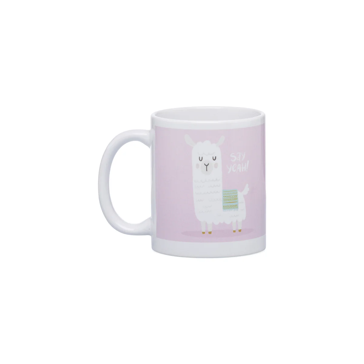 Tazza in ceramica bianca e rosa con stampa lama