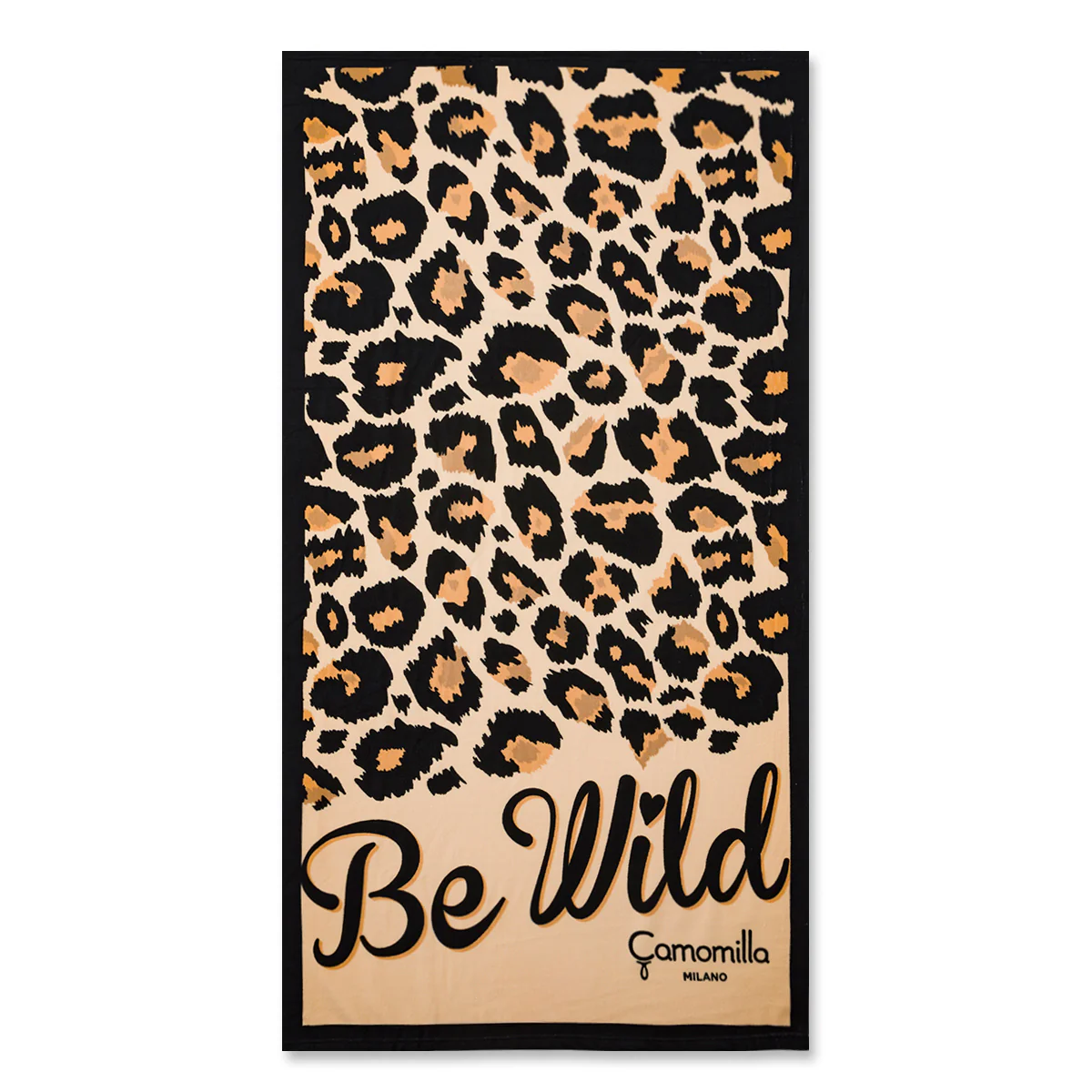 Telo mare in spugna beige e nero leopardato Camomilla Milano Be Wild