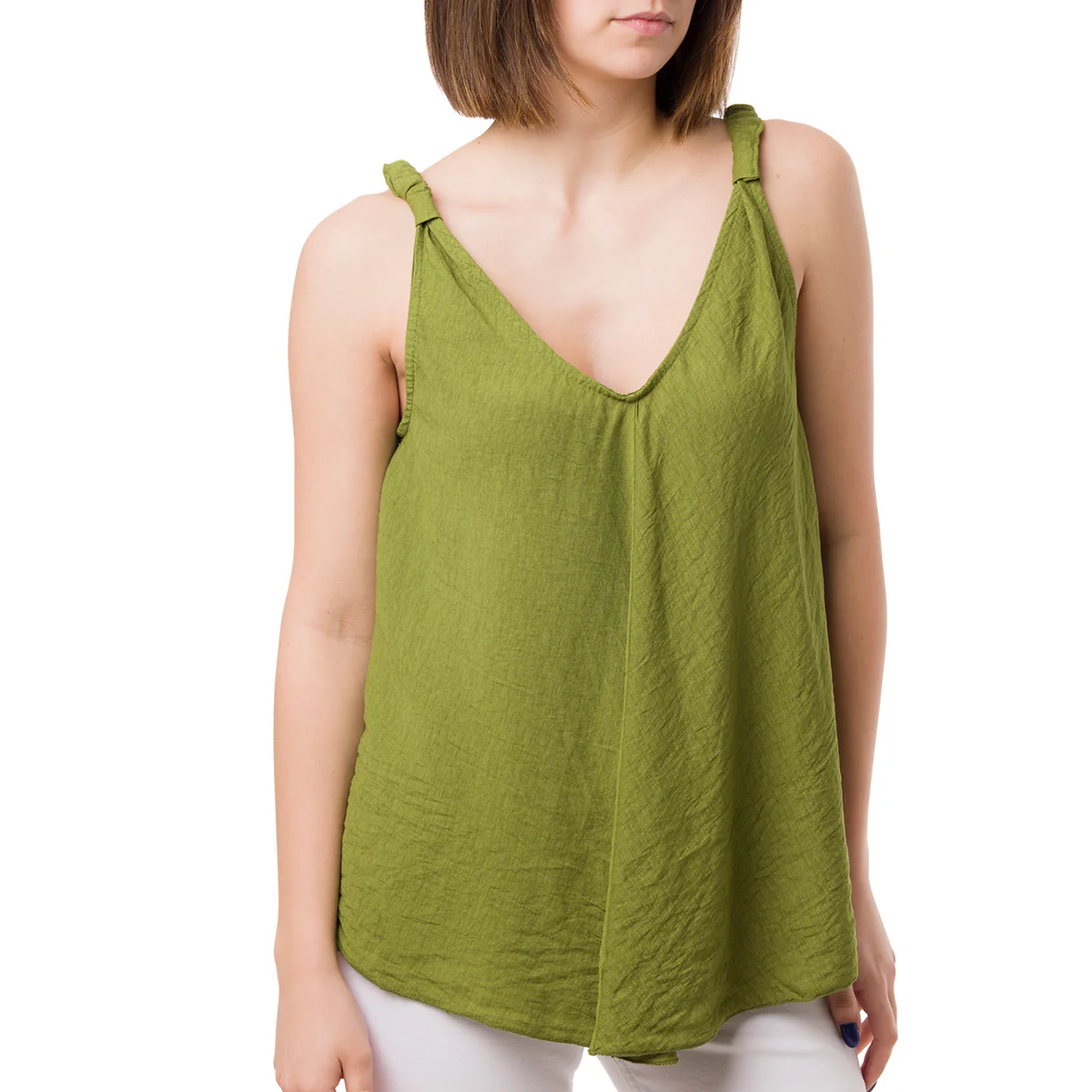 Top Verde da Donna con spallina arricciata e scollo a V Swish Jeans