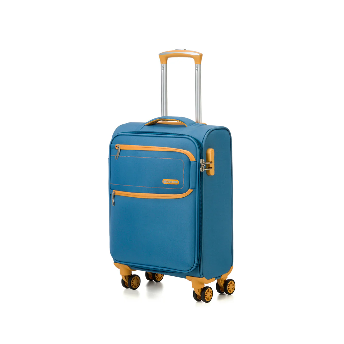 Trolley bagaglio a mano azzurro in tessuto Romeo Gigli