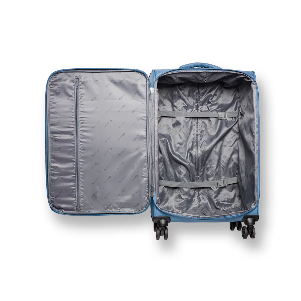 Trolley bagaglio a mano azzurro in tessuto Romeo Gigli - Image 6