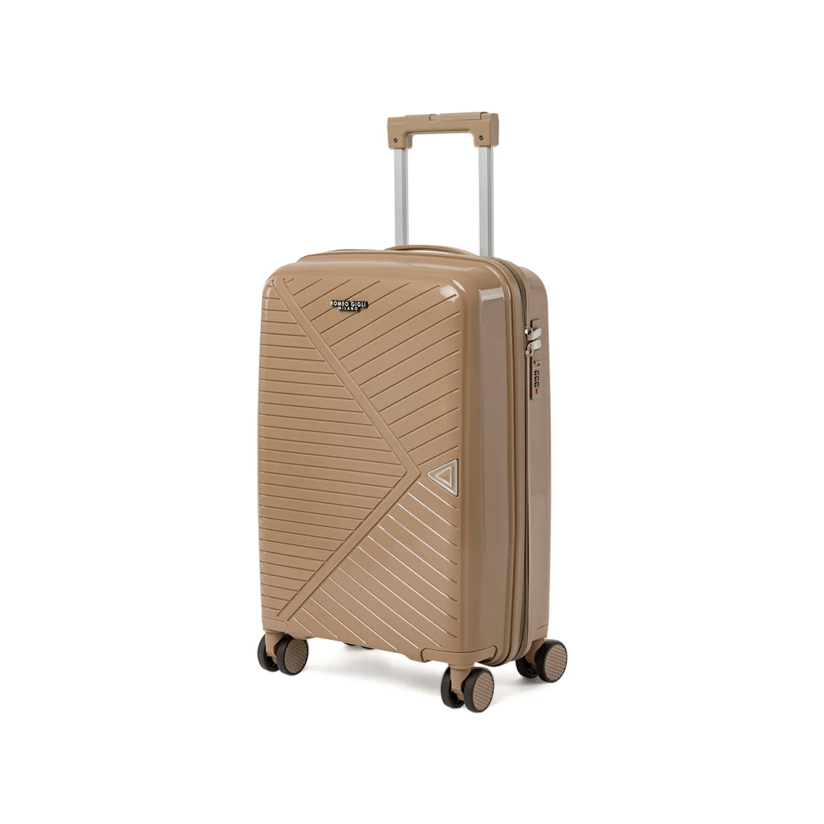 Trolley cabina rigido beige con combinazione Romeo Gigli Milano