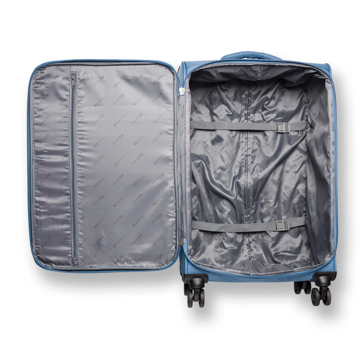 Trolley grande azzurro in tessuto Romeo Gigli - Image 6