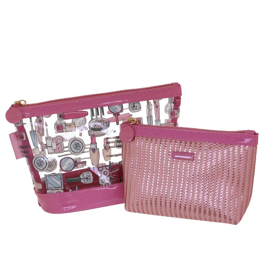 Trousse make-up set da 2 pochette rosa da Donna Camomilla Milano - Image 2