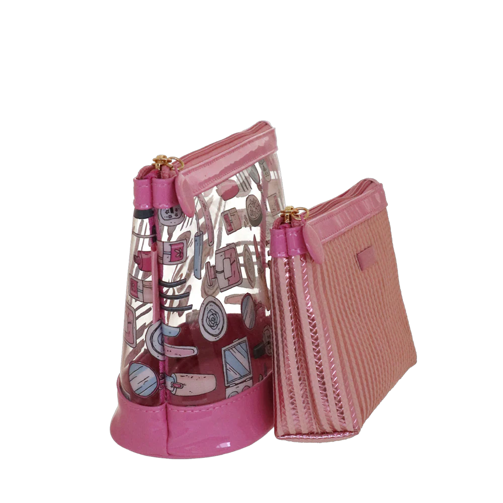 Trousse make-up set da 2 pochette rosa da Donna Camomilla Milano - Image 3