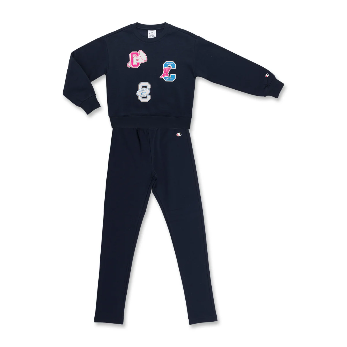 Tuta blu da bambina con stampe multicolore Champion