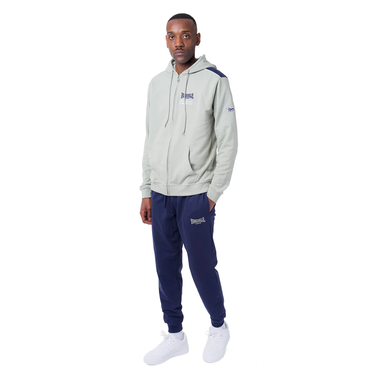 Tuta Blu da Uomo con Felpa Full-Zip e Pantaloni Jogger Lonsdale
