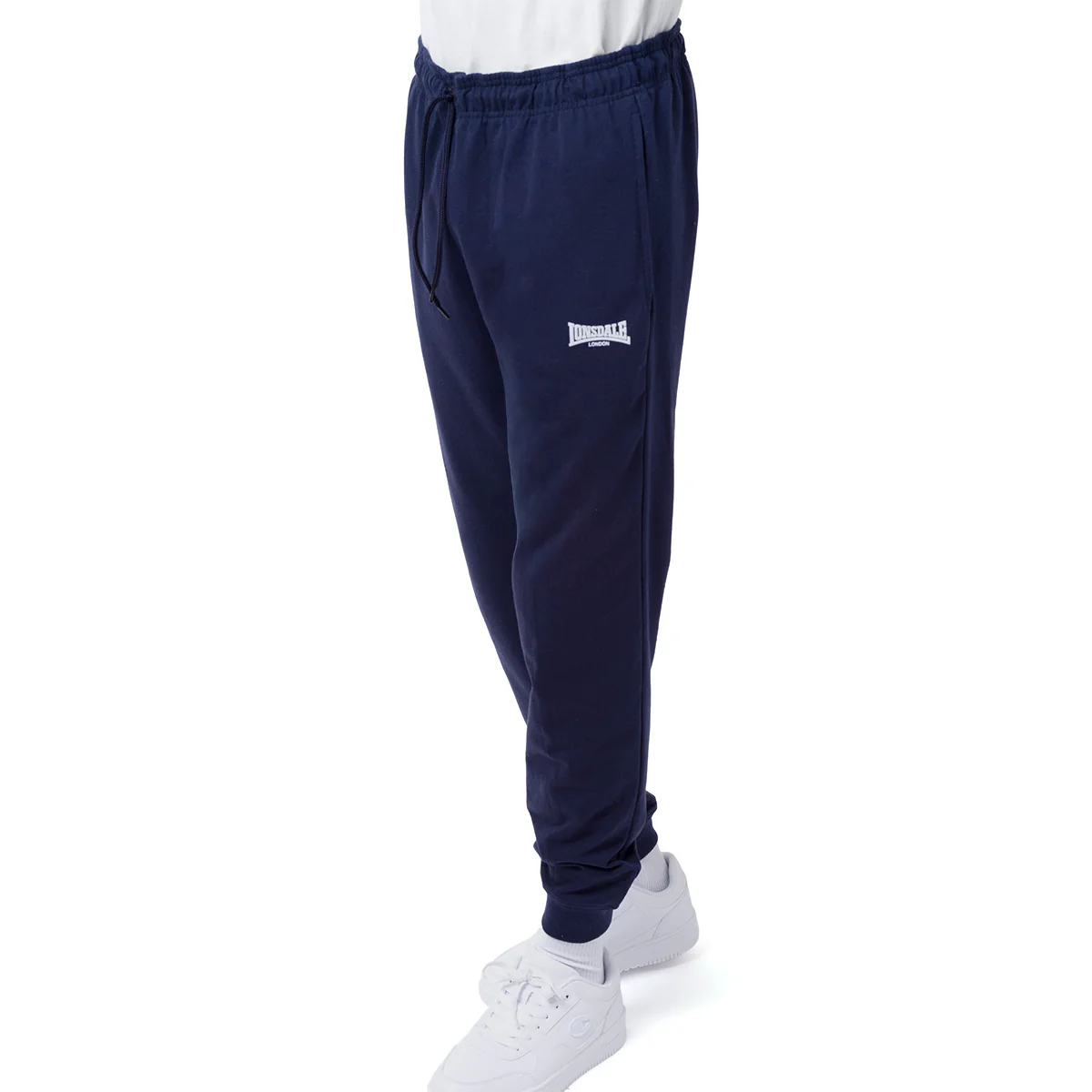 Tuta da Uomo con Felpa Bianca con Cappuccio e Pantaloni Jogger Blu Lonsdale - Image 5