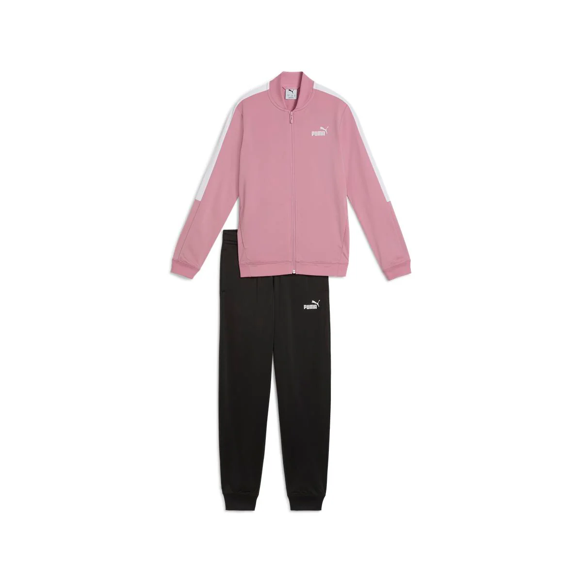 Tuta sportiva da bambina rosa e nera Puma con bande bianche - Image 4