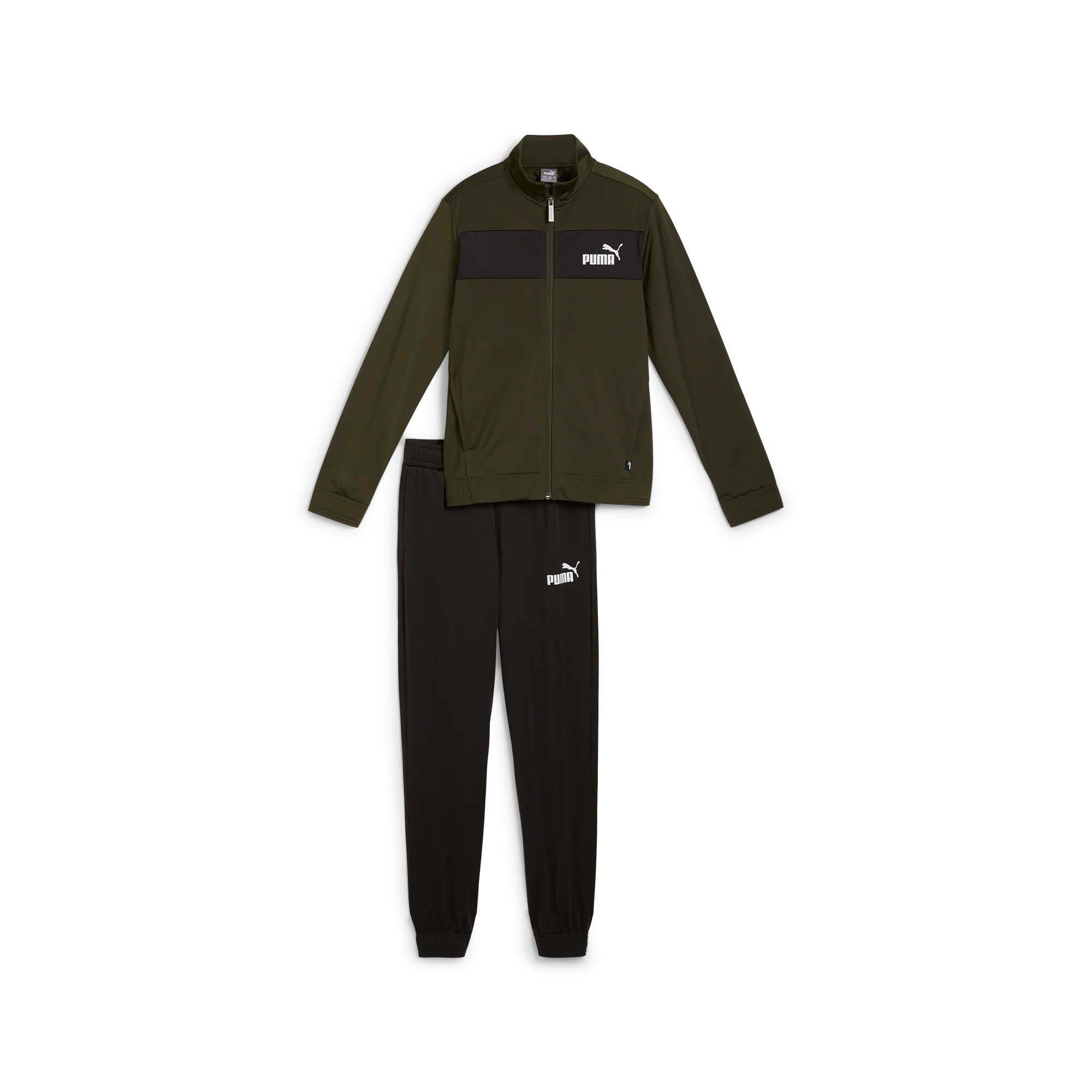 Tuta sportiva da ragazzo verde con logo Puma