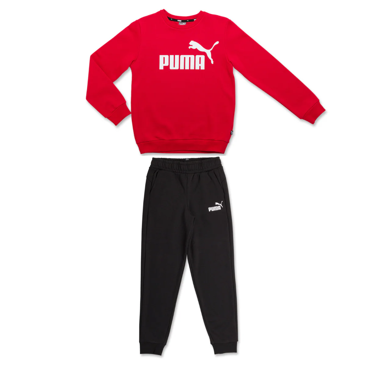 Tuta sportiva rossa e nera da bambino con logo Puma