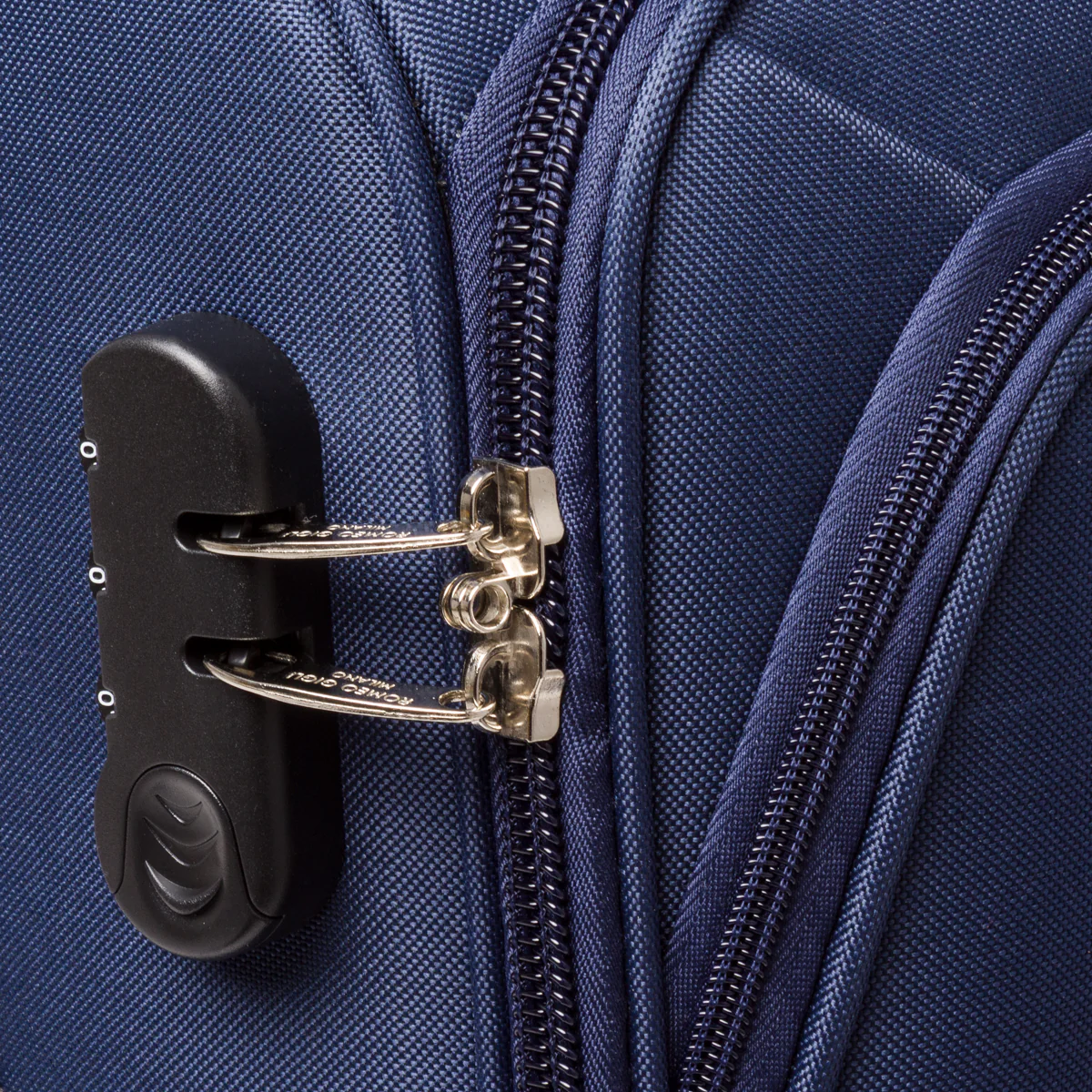 Valigia da viaggio media blu Romeo Gigli Milano con 4 ruote spinner - Image 4