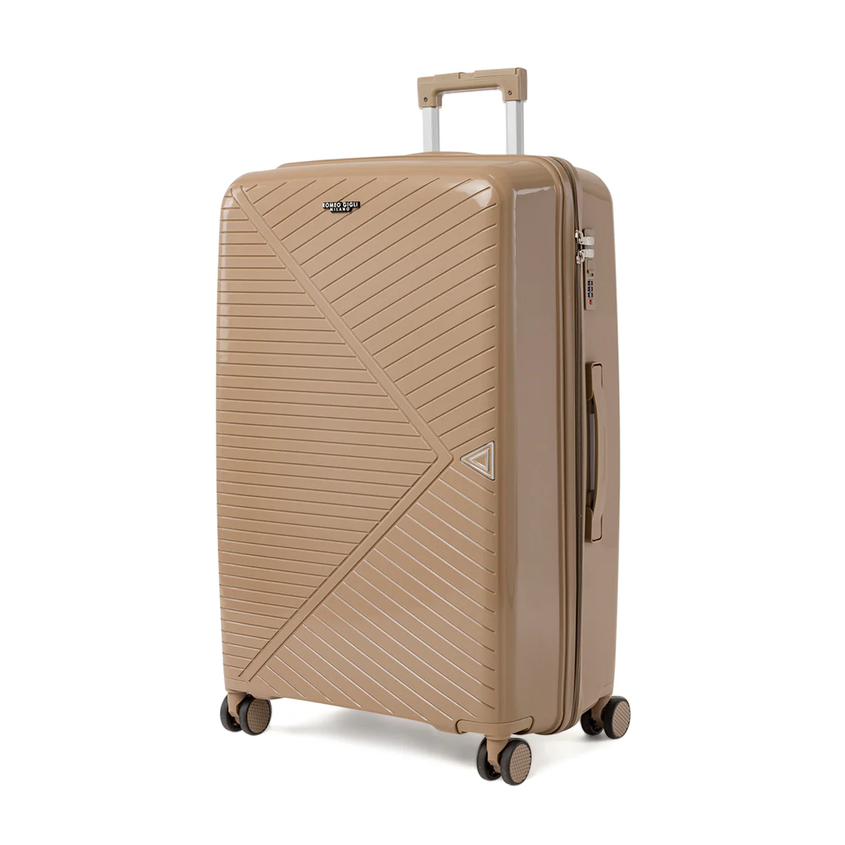 Valigia grande beige con ruote multidirezionali Romeo Gigli Milano