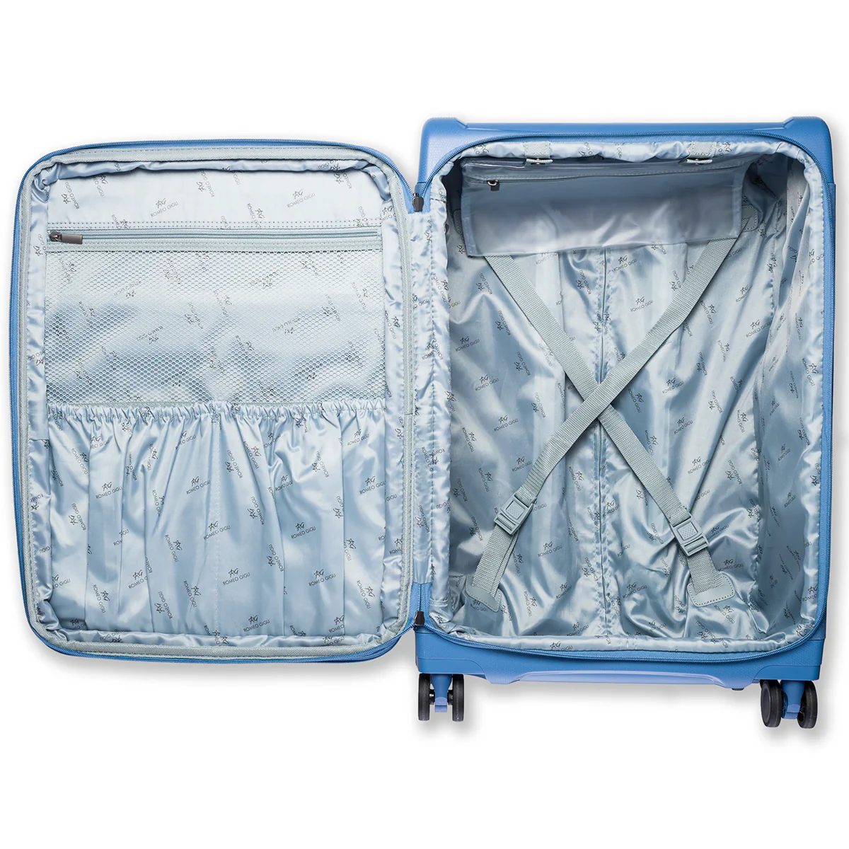 Trolley grande in tessuto e ABS colore blu Romeo Gigli - Image 7