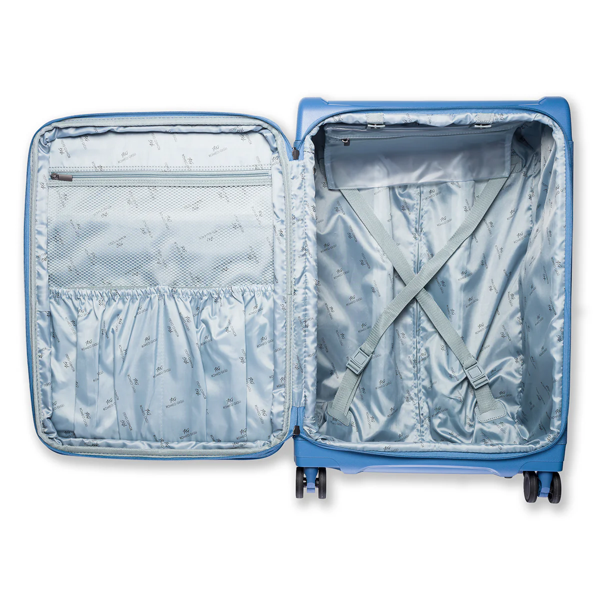 Trolley medio in tessuto e ABS colore blu Romeo Gigli - Image 7