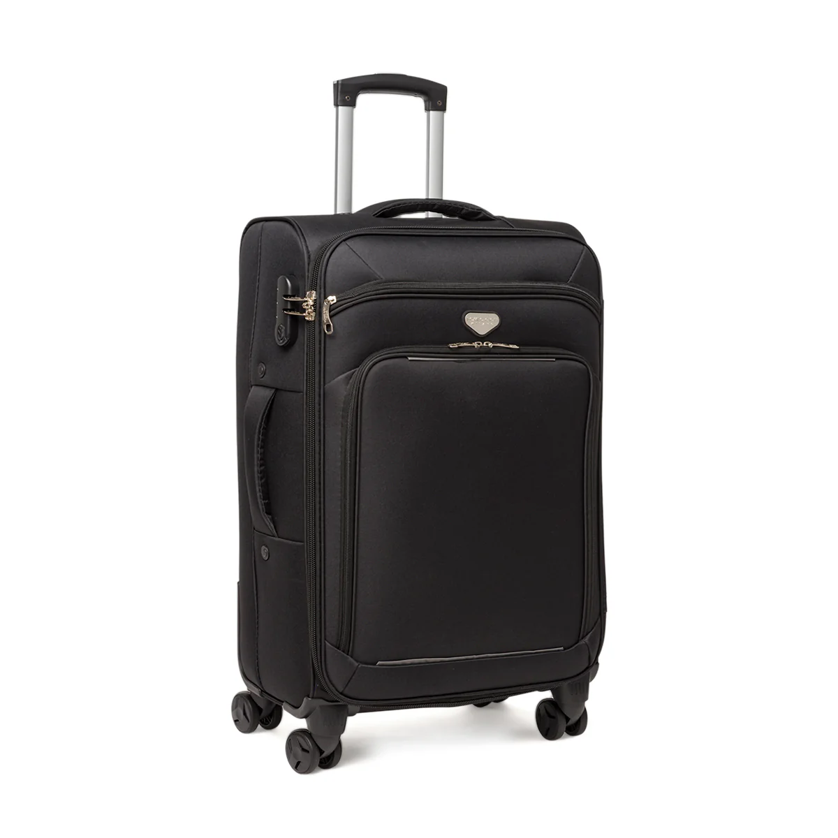 Valigia media trolley nera Romeo Gigli Milano in tessuto resistente
